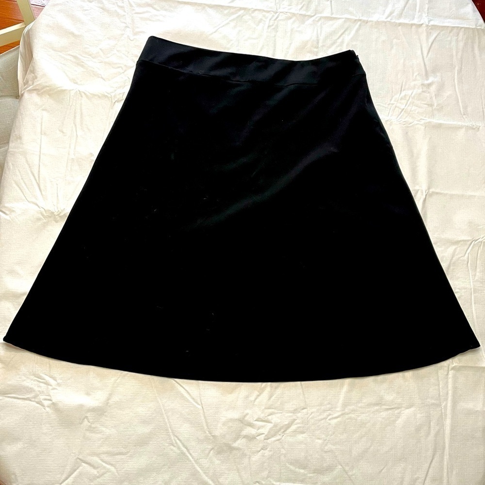 Black Midi Skirt A-line Flare Lined TRIBAL STUDIO Women's Plus 14 Petite